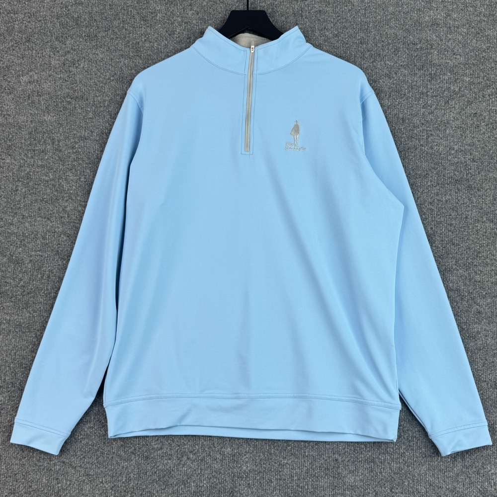 Peter Millar Performance Pullover Sweater Mens L Blue Quarter Zip The Clint Golf
